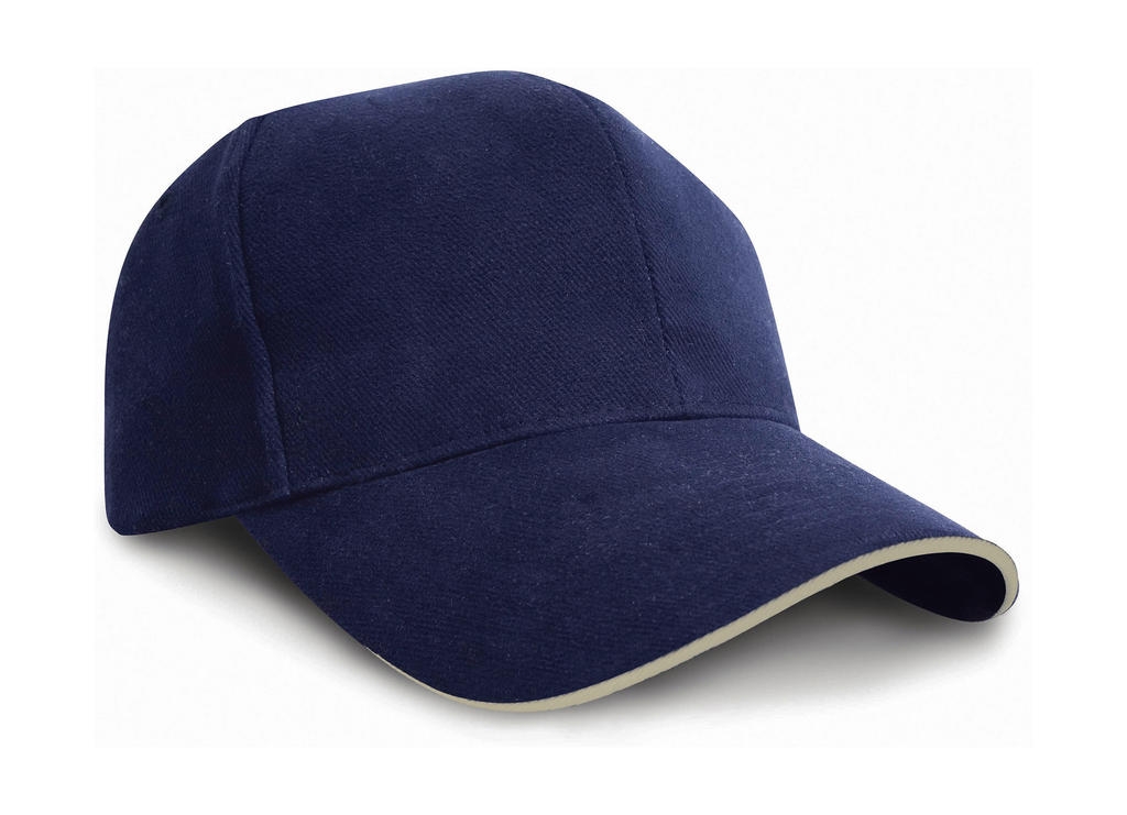 Sandwich Brushed Cotton Cap Navy/Natural Bleu, à personnaliser avec le logo de votre club. Sandwich Brushed Cotton Cap Navy/Natural Bleu
