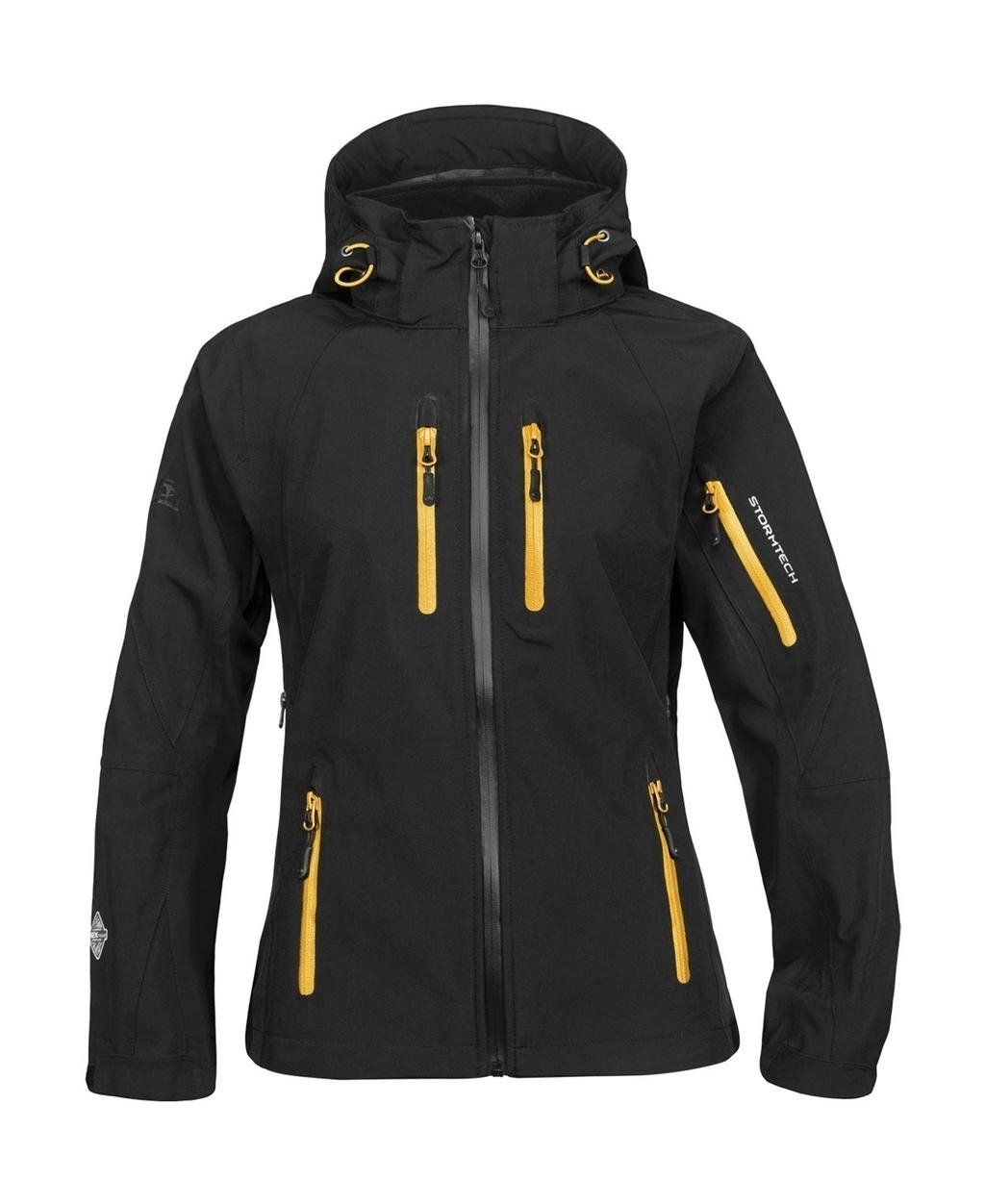 Lady Expedition Soft Shell Black/Gold Noir, à personnaliser avec le logo de votre club. Lady Expedition Soft Shell Black/Gold Noir