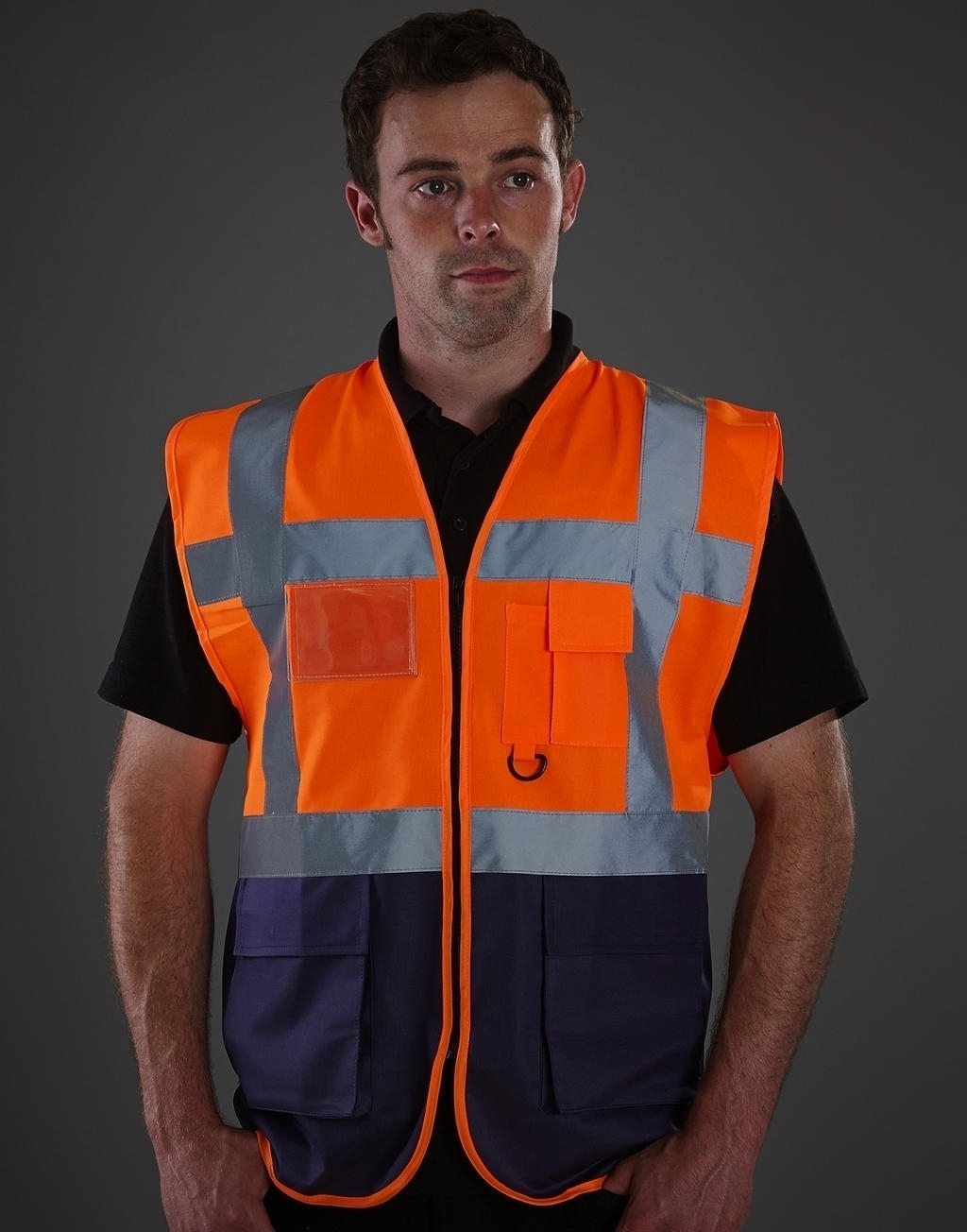 Hi Vis Executive Waistcoat Hi-Vis Orange/Navy Orange, à personnaliser avec le logo de votre club. Hi Vis Executive Waistcoat Hi-Vis Orange/Navy Orange