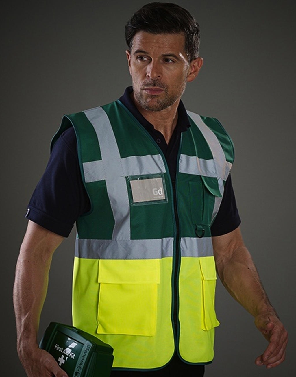 Hi Vis Executive Waistcoat Paramedic Green/Hi-Vis Yellow Vert