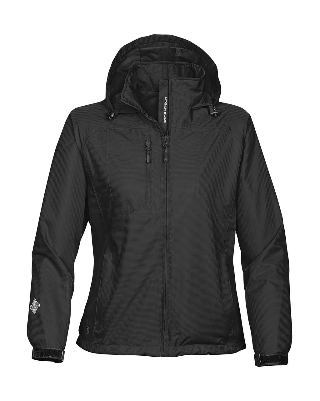 Ladies` Stratus Light Shell Jacket Black Noir, à personnaliser avec le logo de votre club. Ladies` Stratus Light Shell Jacket Black Noir