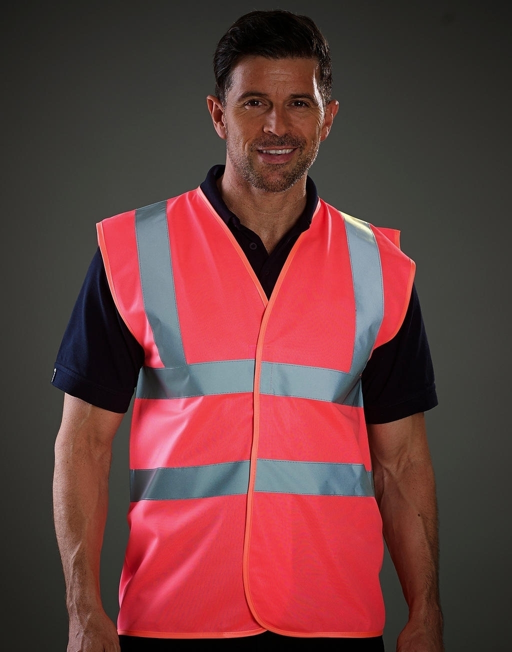Hi Vis 2 Band & Brace Waistcoat Pink Rose, à personnaliser avec le logo de votre club. Hi Vis 2 Band & Brace Waistcoat Pink Rose
