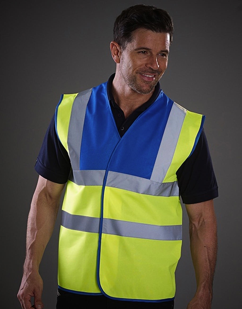 Hi Vis 2 Band & Brace Waistcoat Hi-Vis Yellow/Royal Blue Bleu, à personnaliser avec le logo de votre club. Hi Vis 2 Band & Brace Waistcoat Hi-Vis Yellow/Royal Blue Bleu