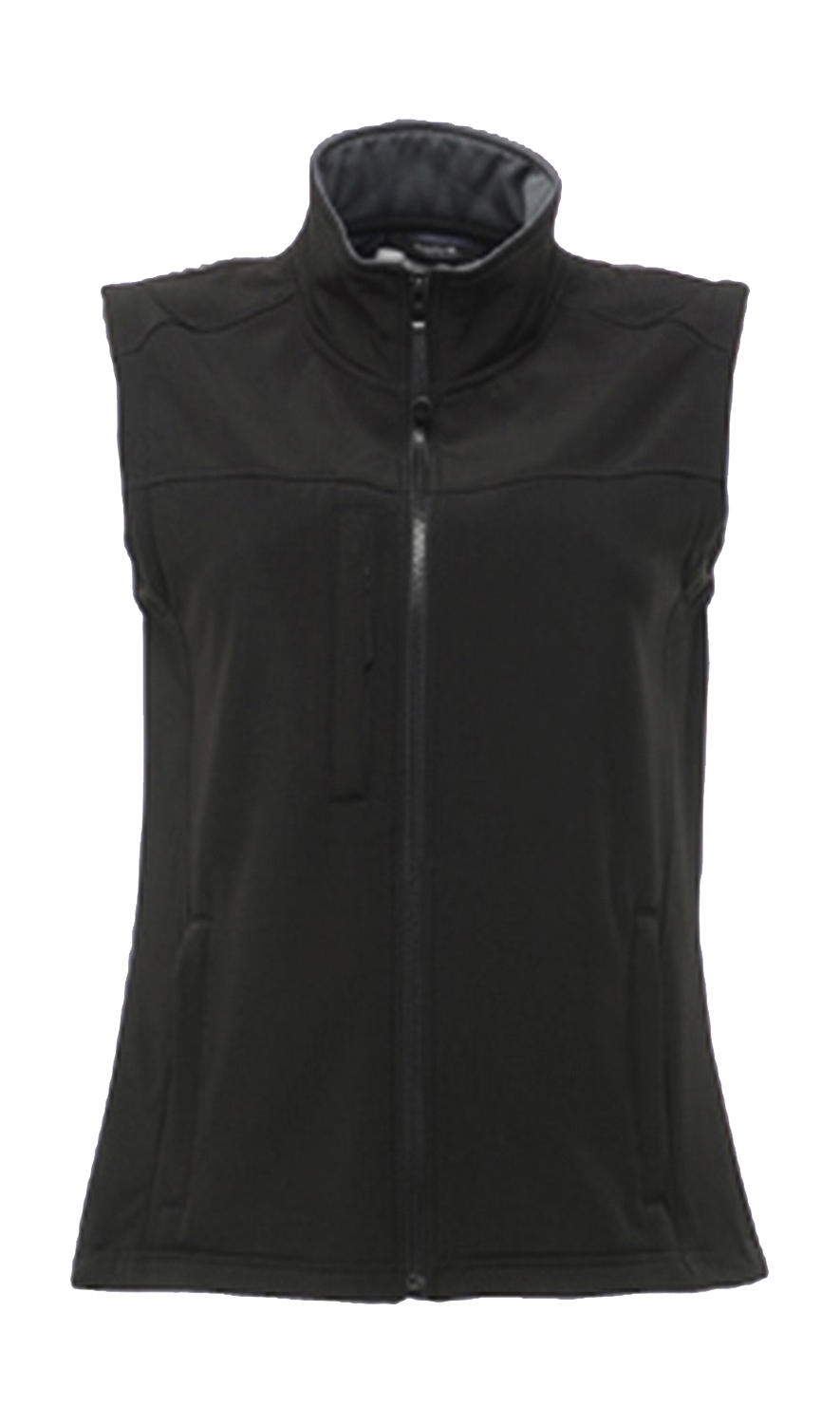 Ladies` Flux Softshell Bodywarmer Black/Seal Grey Noir, Ã personnaliser avec le logo de votre club. Ladies` Flux Softshell Bodywarmer Black/Seal Grey Noir