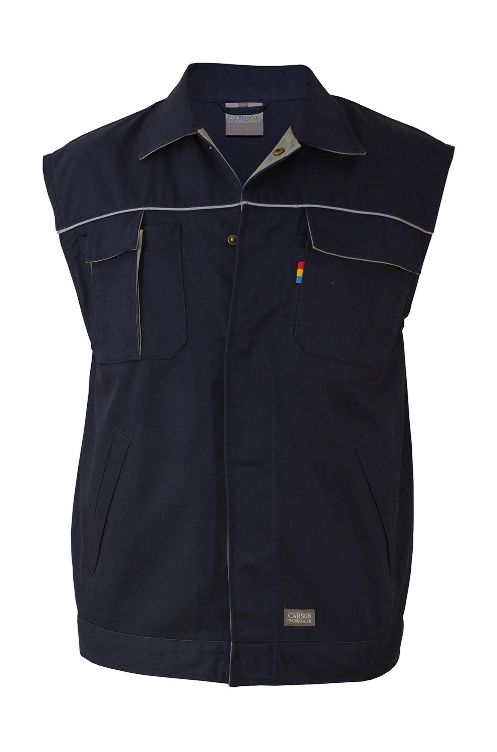 Working vest Contrast Deep Navy/Grey bleu, à personnaliser avec le logo de votre club. Working vest Contrast Deep Navy/Grey bleu