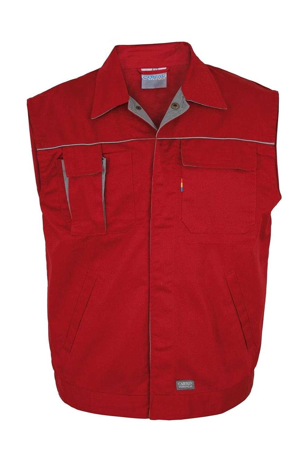 Working vest Contrast Red/Grey Rouge, à personnaliser avec le logo de votre club. Working vest Contrast Red/Grey Rouge