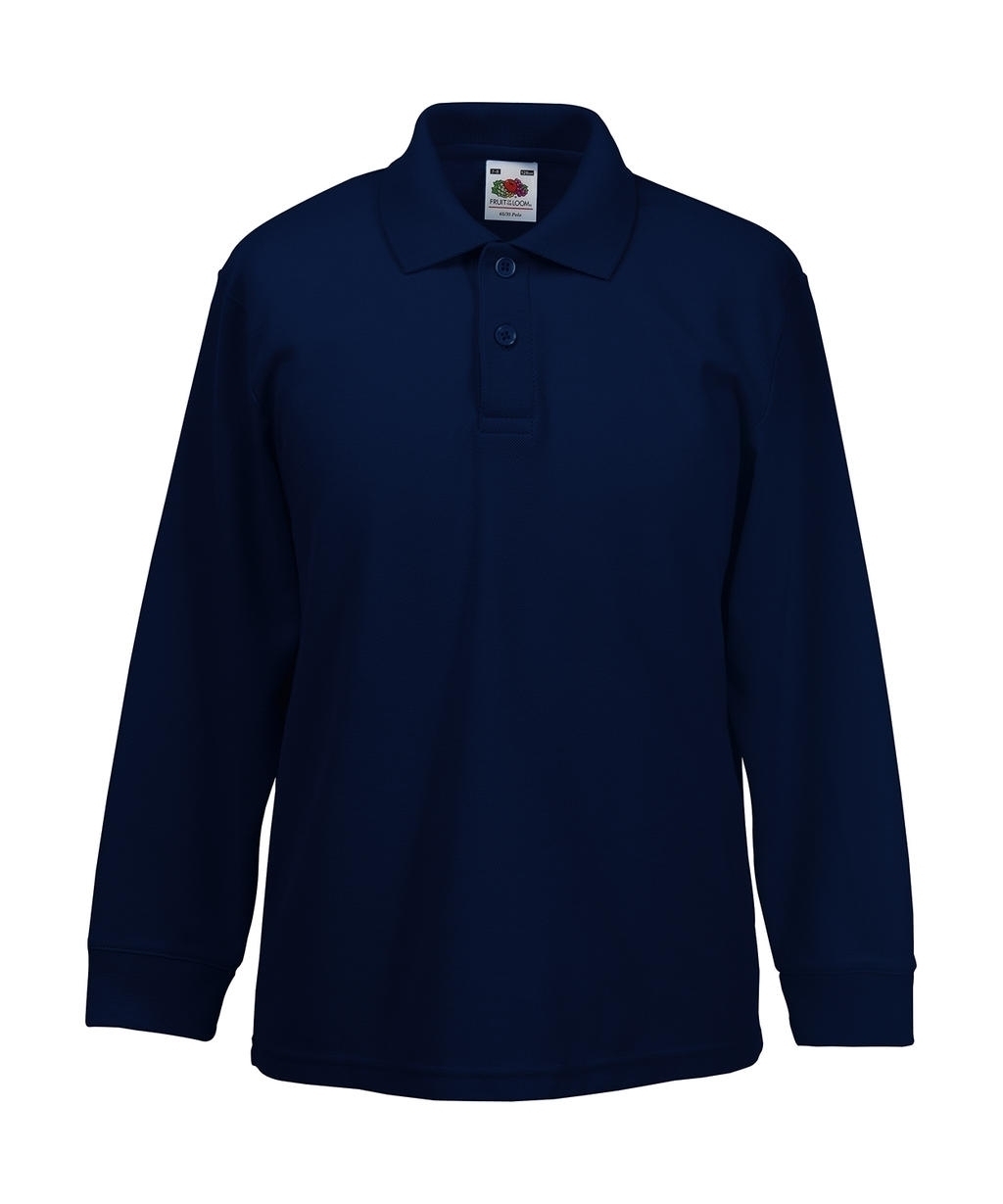 Kids Long Sleeve Polo 65/35 Deep Navy Bleu, à personnaliser avec le logo de votre club. Kids Long Sleeve Polo 65/35 Deep Navy Bleu