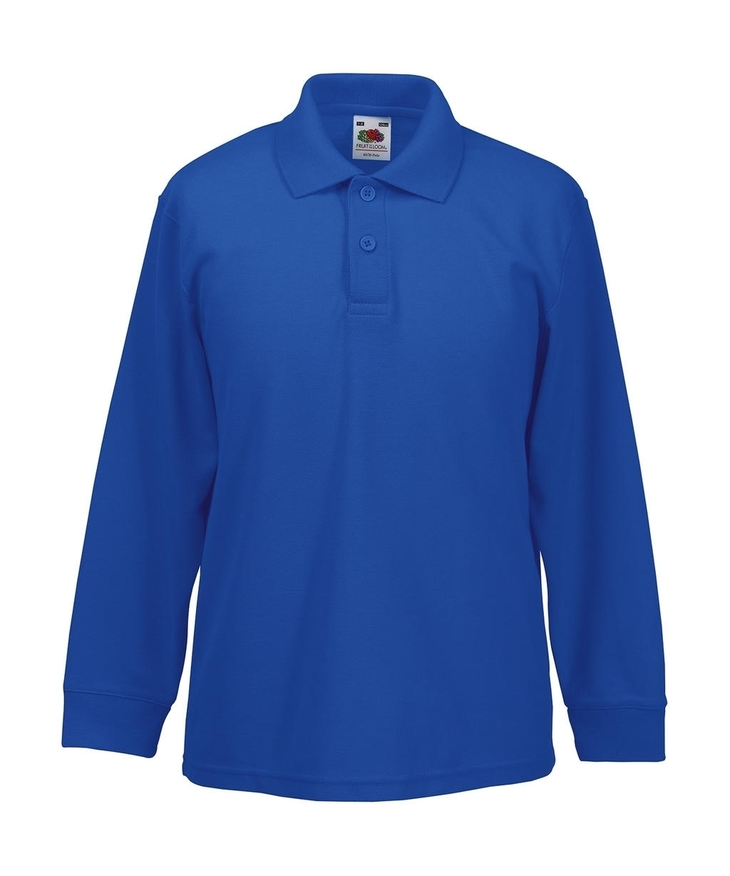 Kids Long Sleeve Polo 65/35 Royal Bleu, à personnaliser avec le logo de votre club. Kids Long Sleeve Polo 65/35 Royal Bleu