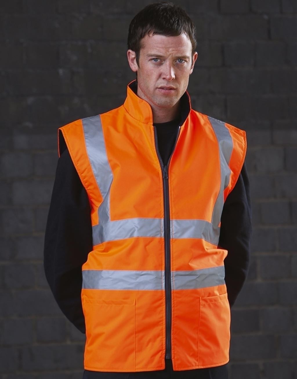Hi-Vis Fleece Reversible Bodywarmer Hi-Vis Orange Orange, à personnaliser avec le logo de votre club. Hi-Vis Fleece Reversible Bodywarmer Hi-Vis Orange Orange
