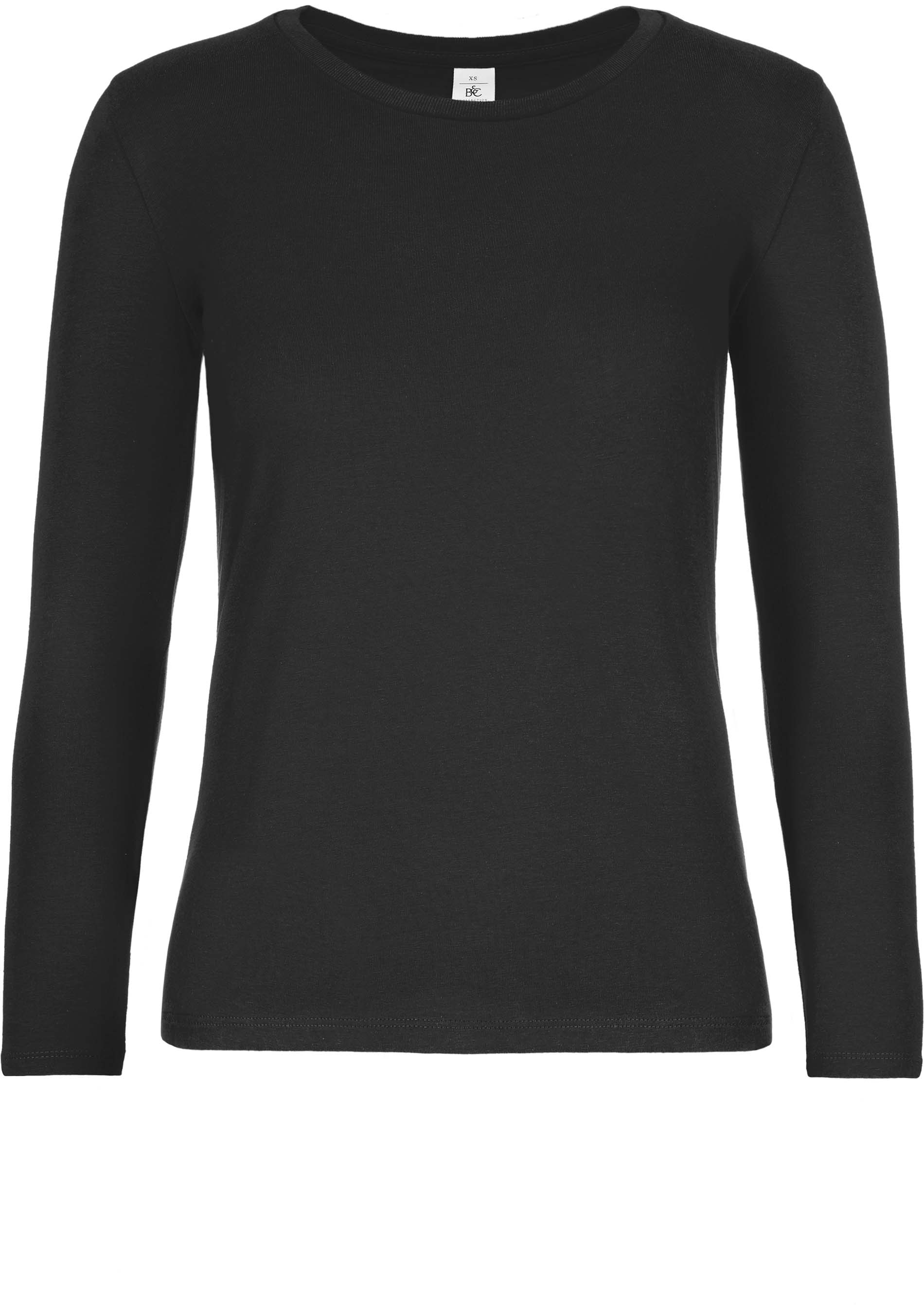 T-shirt manches longues femme #E190 Black Noir, à personnaliser avec le logo de votre club. T-shirt manches longues femme #E190 Black Noir