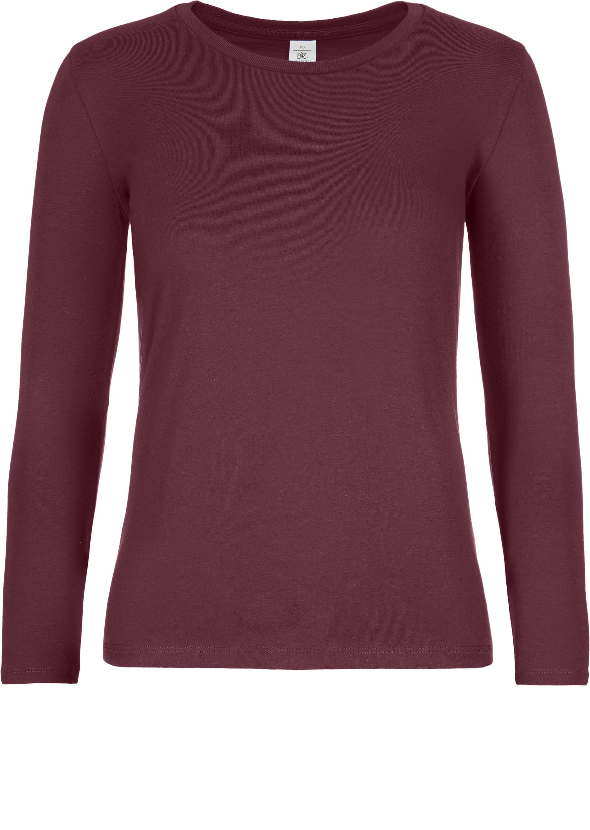 T-shirt manches longues femme #E190 Burgundy Bordeaux, à personnaliser avec le logo de votre club. T-shirt manches longues femme #E190 Burgundy Bordeaux
