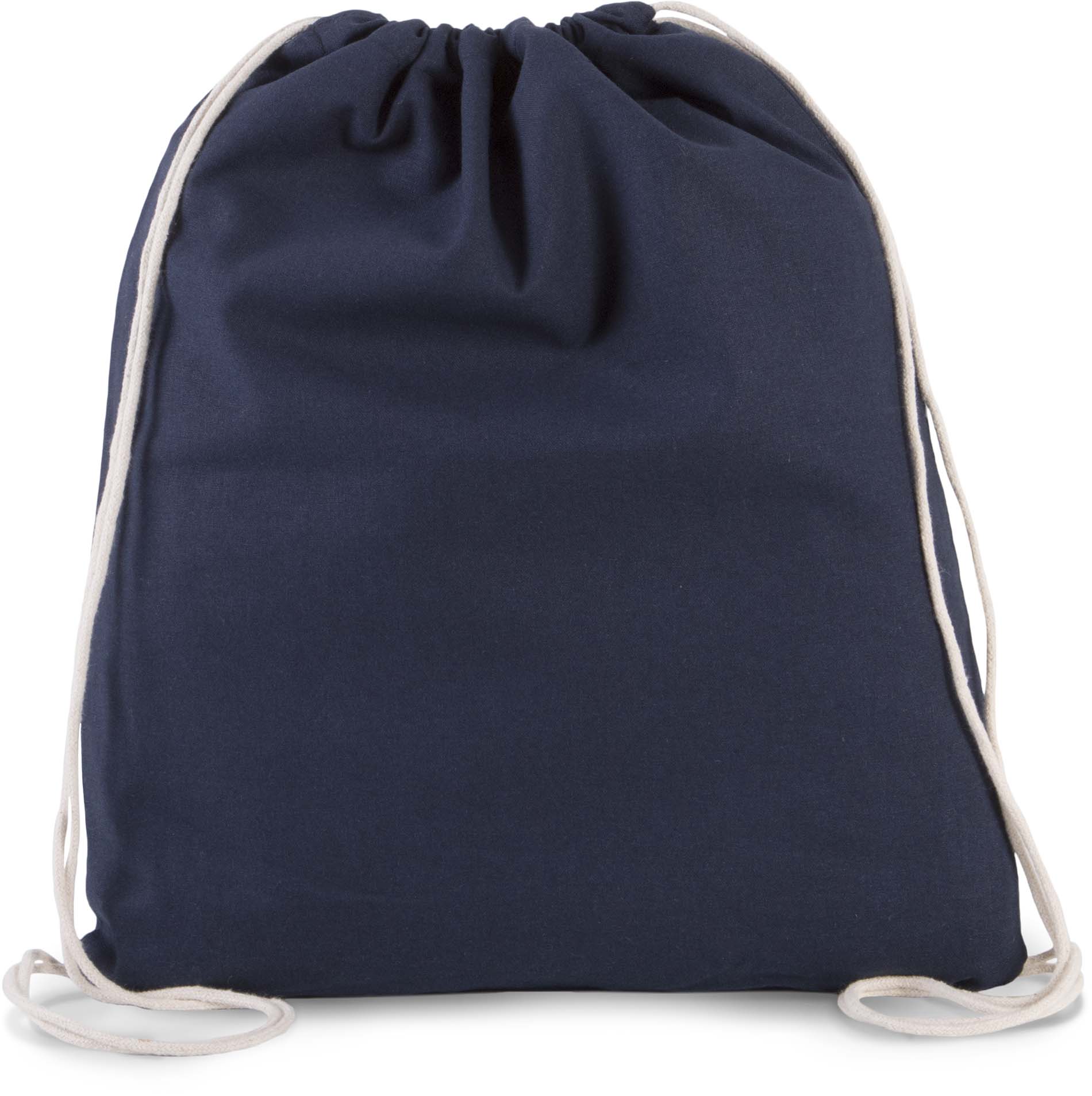 Petit sac ? dos en coton bio avec cordelettes Bleu Navy, à personnaliser avec le logo de votre club. Petit sac ? dos en coton bio avec cordelettes Bleu Navy