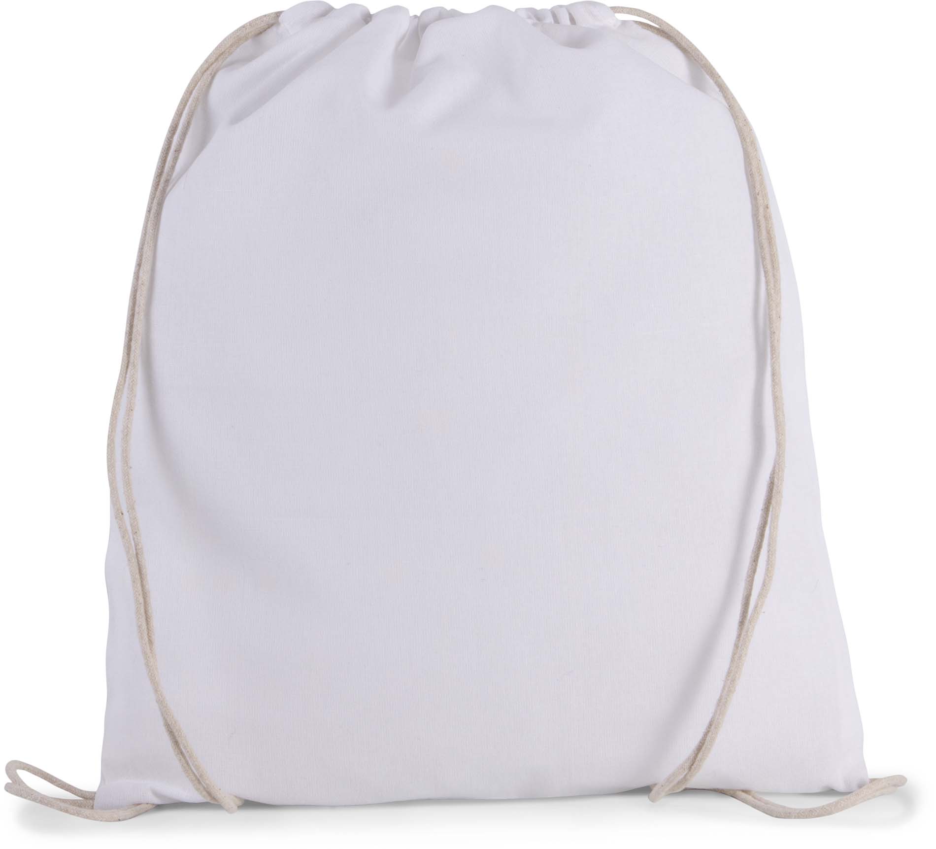 Petit sac ? dos en coton bio avec cordelettes Blanc White, à personnaliser avec le logo de votre club. Petit sac ? dos en coton bio avec cordelettes Blanc White