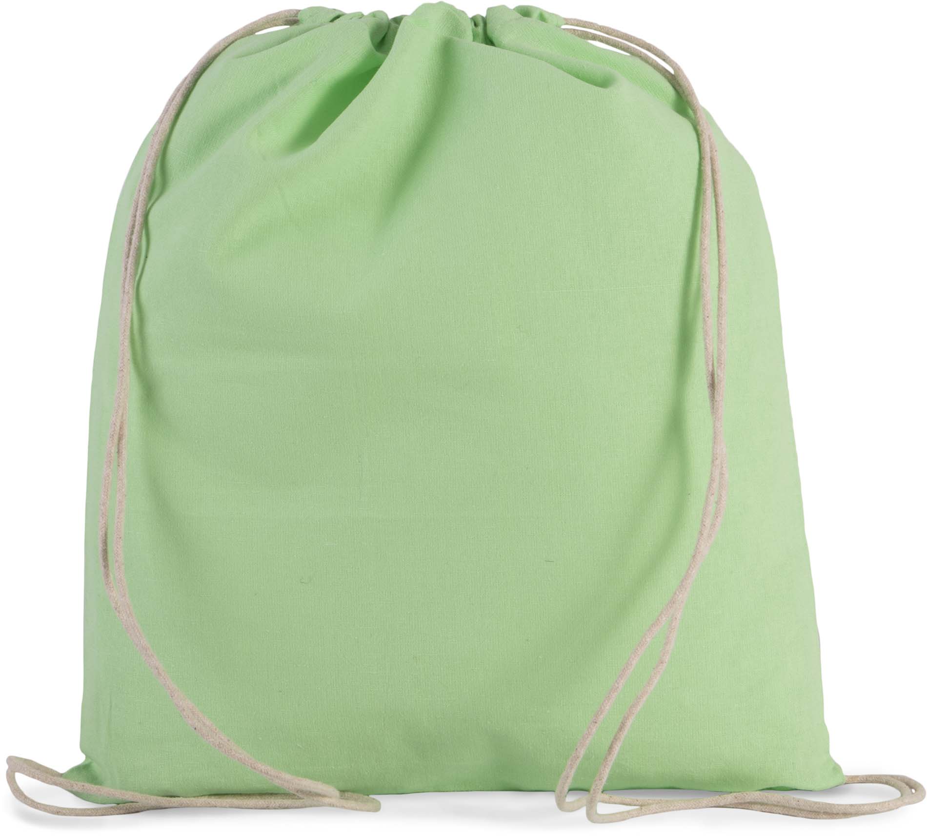 Petit sac ? dos en coton bio avec cordelettes Vert Pistachio Green, à personnaliser avec le logo de votre club. Petit sac ? dos en coton bio avec cordelettes Vert Pistachio Green