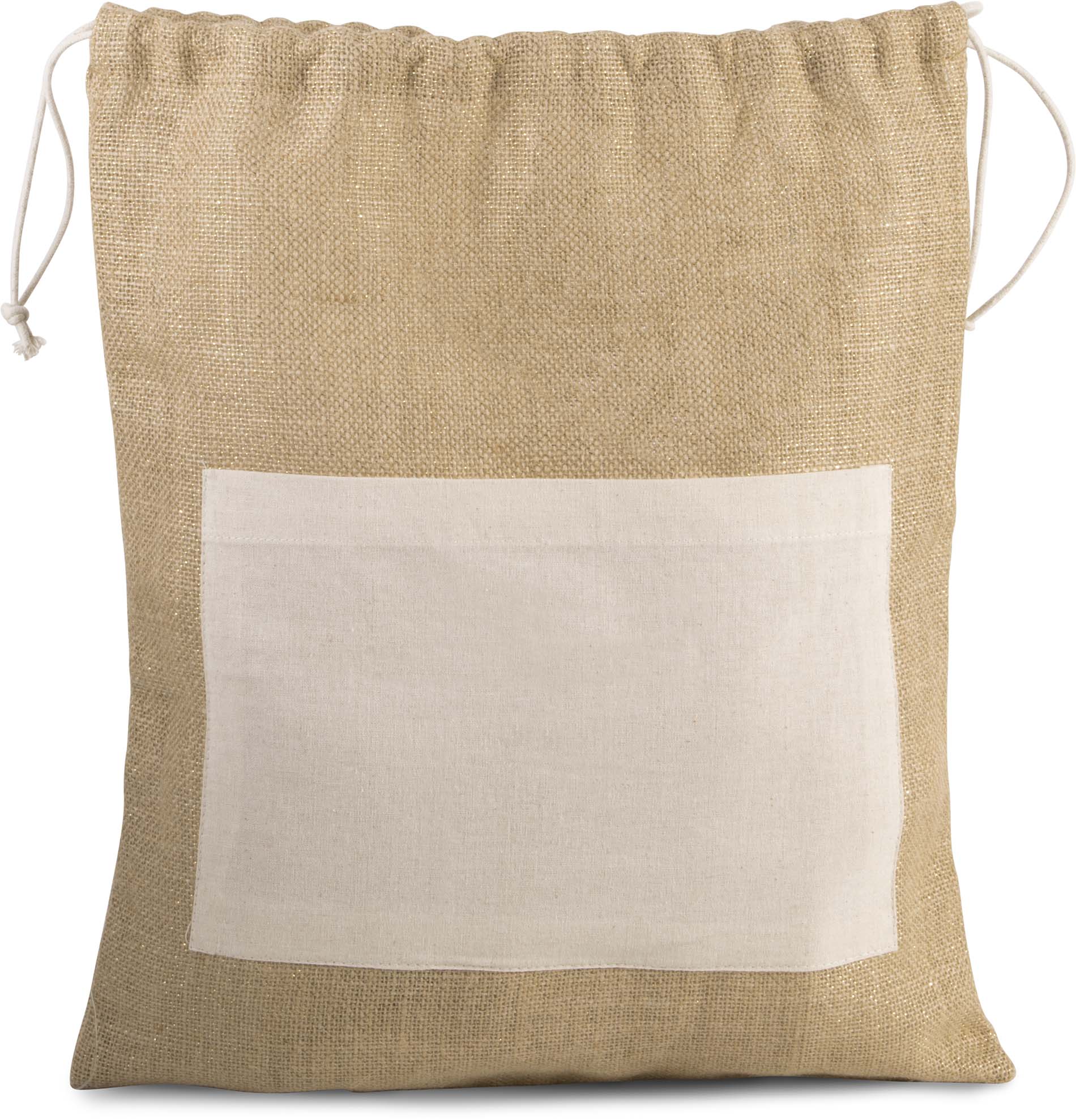 Sac en toile de jute avec cordelettes Jaune Natural / Gold, à personnaliser avec le logo de votre club. Sac en toile de jute avec cordelettes Jaune Natural / Gold