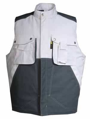 Gilet peintre matelassé Craft Worker Blanc Blanc / Gris Convoy, à personnaliser avec le logo de votre club. Gilet peintre matelassé Craft Worker Blanc Blanc / Gris Convoy
