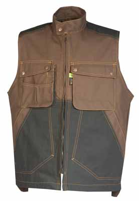 Gilet Craft Worker Marron Marron / Noir, à personnaliser avec le logo de votre club. Gilet Craft Worker Marron Marron / Noir
