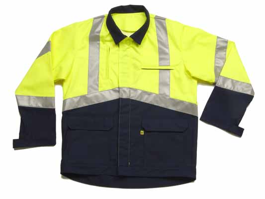Blouson HV Fluo Safe Jaune Jaune Fluo / Marine, à personnaliser avec le logo de votre club. Blouson HV Fluo Safe Jaune Jaune Fluo / Marine