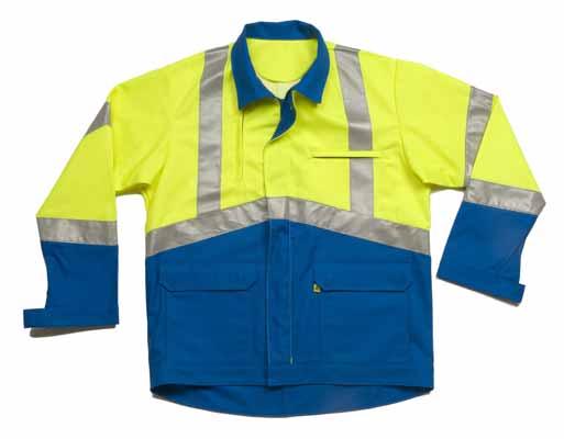 Blouson HV Fluo Safe Jaune Jaune Fluo / Bleu Azur, à personnaliser avec le logo de votre club. Blouson HV Fluo Safe Jaune Jaune Fluo / Bleu Azur
