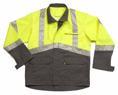 Blouson HV Fluo Safe Jaune Jaune Fluo / Gris Convoy, à personnaliser avec le logo de votre club. Blouson HV Fluo Safe Jaune Jaune Fluo / Gris Convoy