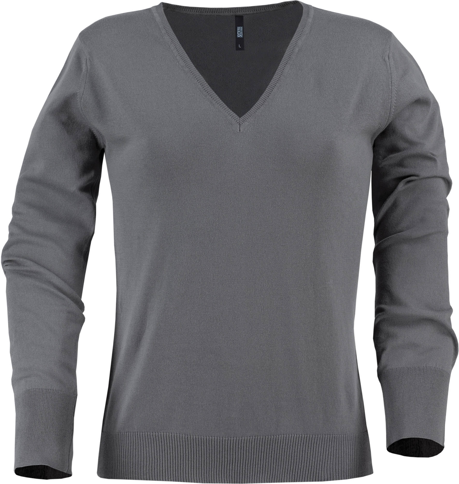 PULL FEMME COL V Iron / Black Gris, à personnaliser avec le logo de votre club. PULL FEMME COL V Iron / Black Gris