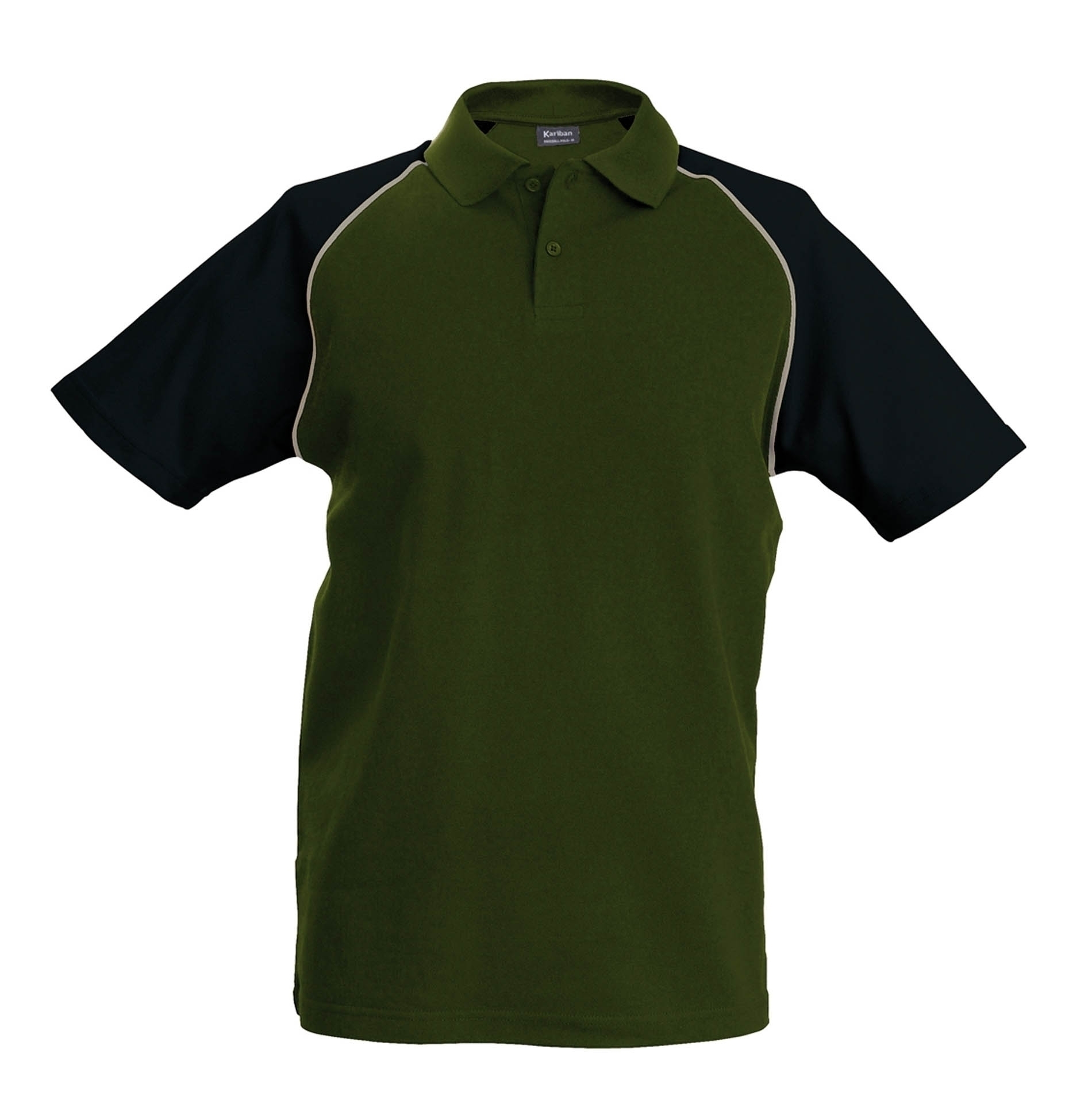 POLO BASE BALL MANCHES COURTES Khaki / Black Vert, à personnaliser avec le logo de votre club. POLO BASE BALL MANCHES COURTES Khaki / Black Vert