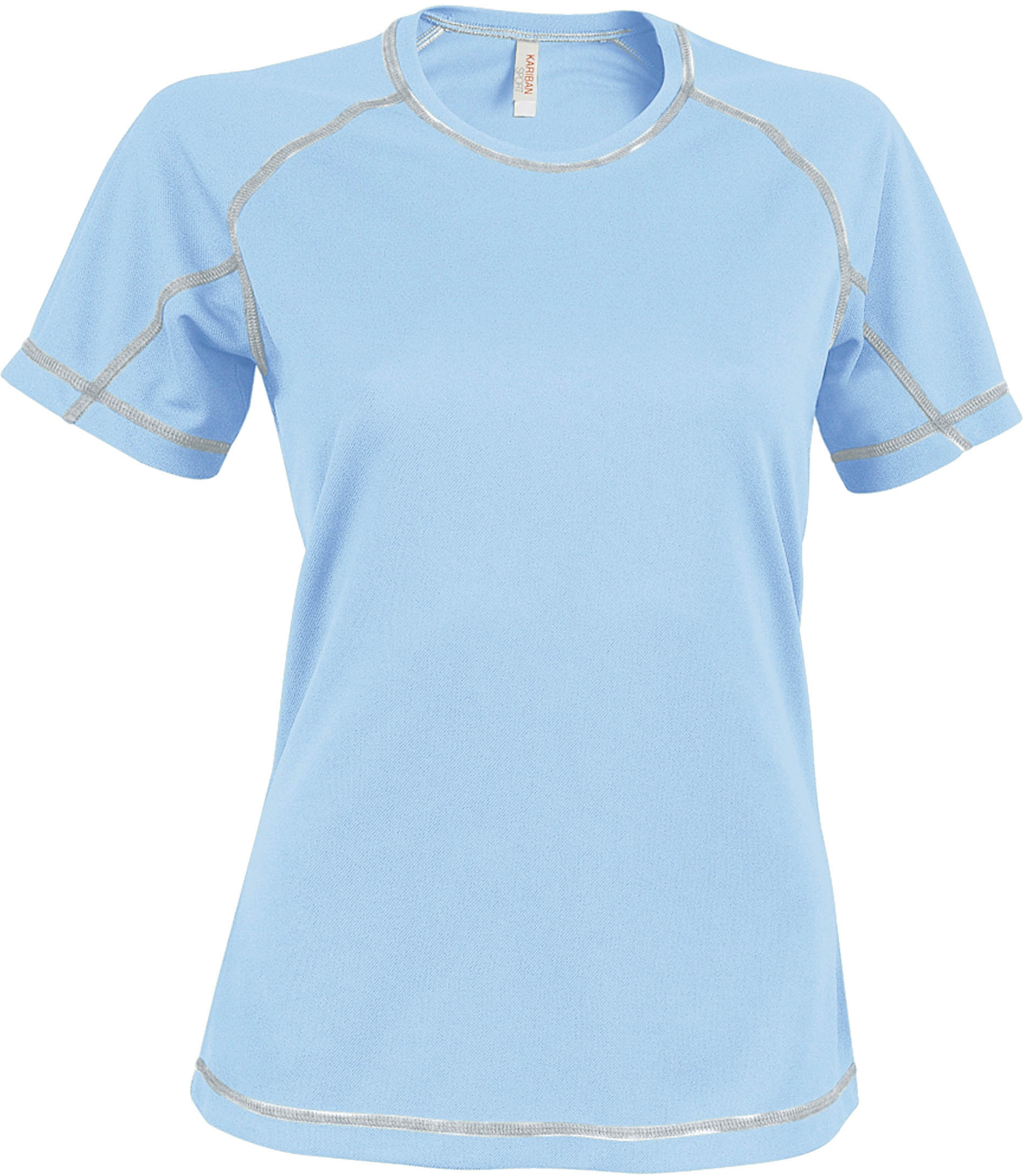 T-SHIRT FEMME MANCHES COURTES Sky Blue / Light Grey Bleu, à personnaliser avec le logo de votre club. T-SHIRT FEMME MANCHES COURTES Sky Blue / Light Grey Bleu