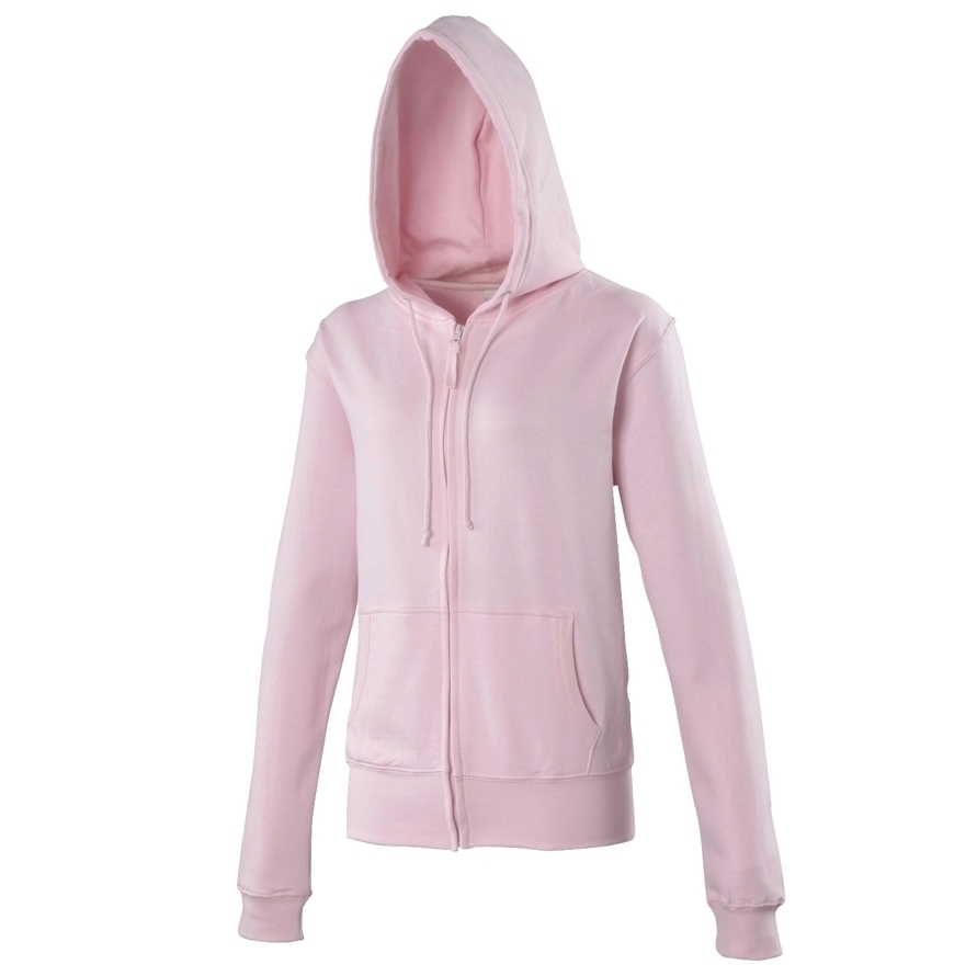 Sweat-shirt zippé university femme Baby Pink Rose, à personnaliser avec le logo de votre club. Sweat-shirt zippé university femme Baby Pink Rose
