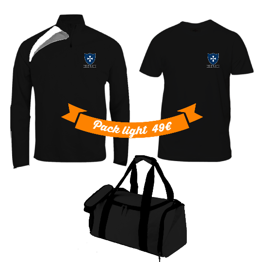 Pack Pro Act Light Training Noir, à personnaliser avec le logo de votre club. Pack Pro Act Light Training Noir