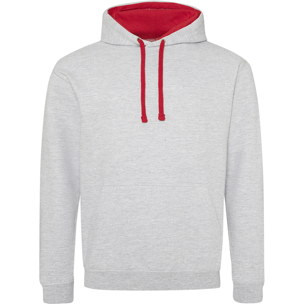 Sweat-shirt capuche Bicolore Heather Grey/  Fire Red Gris