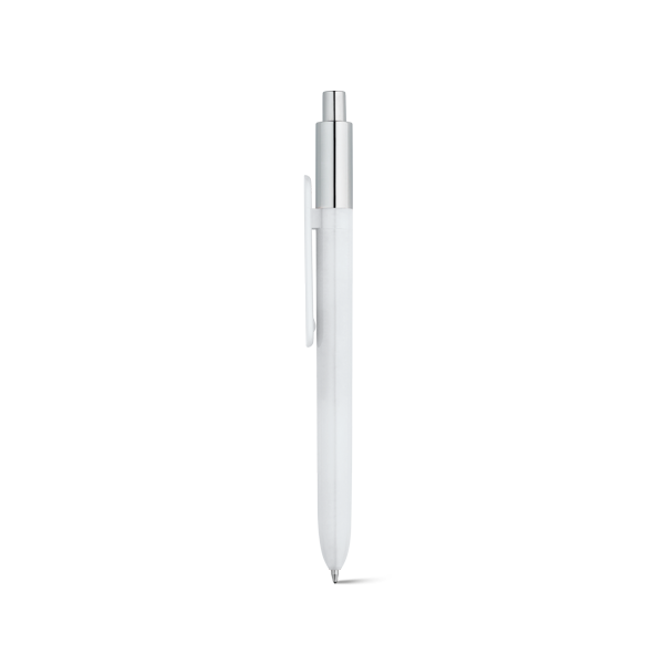 KIWU Chrome. Stylo en ABS avec finition brillante et partie supérieure laquée avec finition chromée. Blanc Blanc, à personnaliser avec le logo de votre club. KIWU Chrome. Stylo en ABS avec finition brillante et partie supérieure laquée avec finition chromée. Blanc Blanc