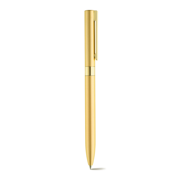 CLARE. Stylo à bille. Doré satiné Metal, à personnaliser avec le logo de votre club. CLARE. Stylo à bille. Doré satiné Metal