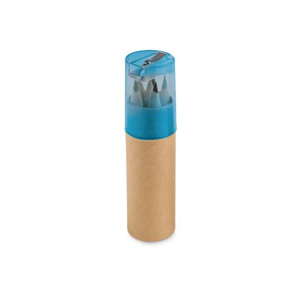 Boîte avec 6 crayons de couleur. Bleu Bleu, à personnaliser avec le logo de votre club. Boîte avec 6 crayons de couleur. Bleu Bleu