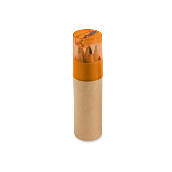 Boîte avec 6 crayons de couleur. Orange Orange, à personnaliser avec le logo de votre club. Boîte avec 6 crayons de couleur. Orange Orange