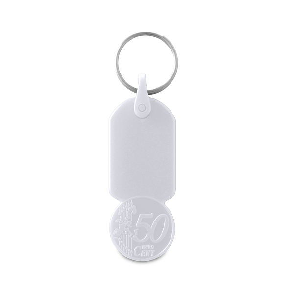 Porte-clés. Blanc Blanc, à personnaliser avec le logo de votre club. Porte-clés. Blanc Blanc