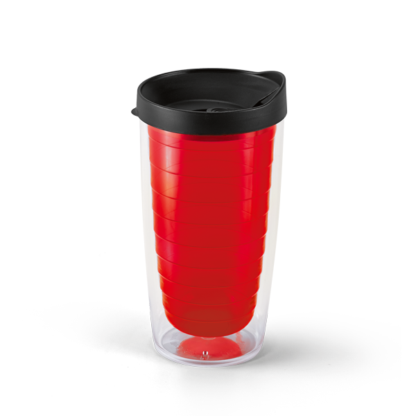 Verre de voyage. Rouge Rouge, à personnaliser avec le logo de votre club. Verre de voyage. Rouge Rouge