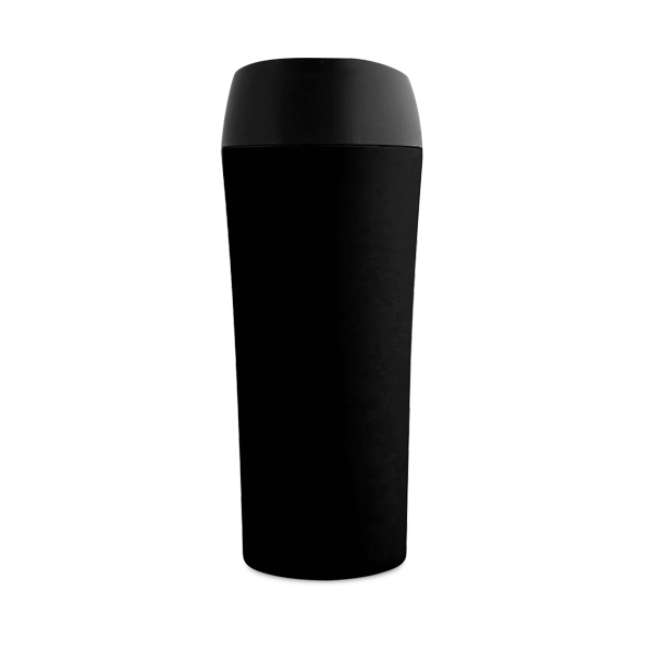 Verre de voyage. Noir Noir, à personnaliser avec le logo de votre club. Verre de voyage. Noir Noir