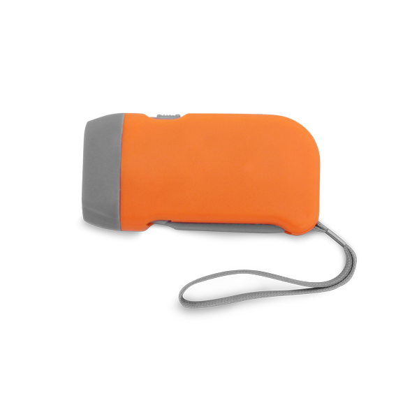 Lampe de poche dynamo. Orange Orange, à personnaliser avec le logo de votre club. Lampe de poche dynamo. Orange Orange
