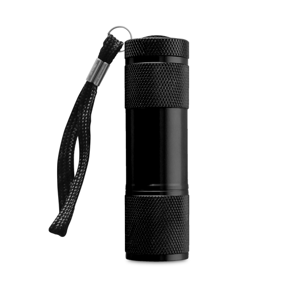 Lampe de poche. Noir Noir, à personnaliser avec le logo de votre club. Lampe de poche. Noir Noir