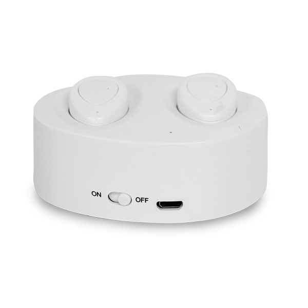 Écouteurs wireless. Blanc Blanc, à personnaliser avec le logo de votre club. Écouteurs wireless. Blanc Blanc