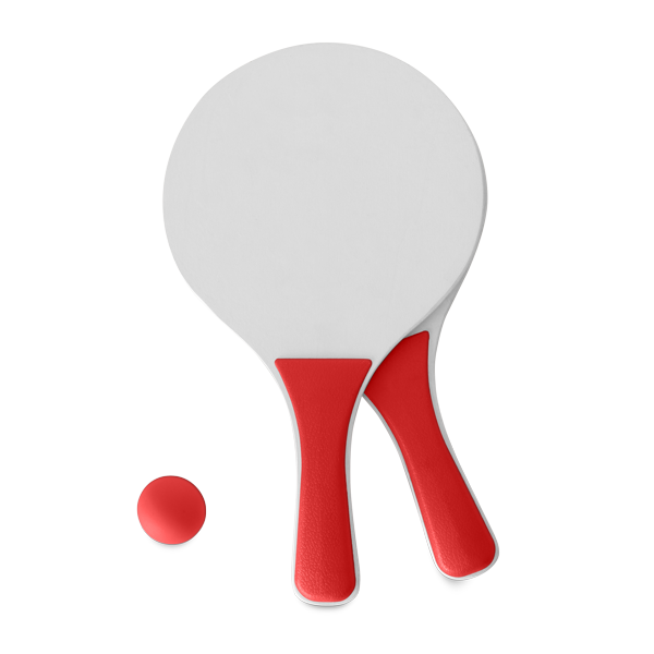 Raquettes de plage. Rouge Rouge, à personnaliser avec le logo de votre club. Raquettes de plage. Rouge Rouge