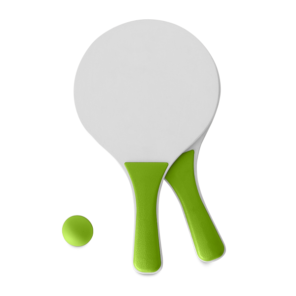 Raquettes de plage. Vert clair Vert, à personnaliser avec le logo de votre club. Raquettes de plage. Vert clair Vert