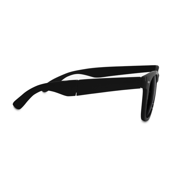 Lunettes de soleil pliables. Noir Noir, à personnaliser avec le logo de votre club. Lunettes de soleil pliables. Noir Noir