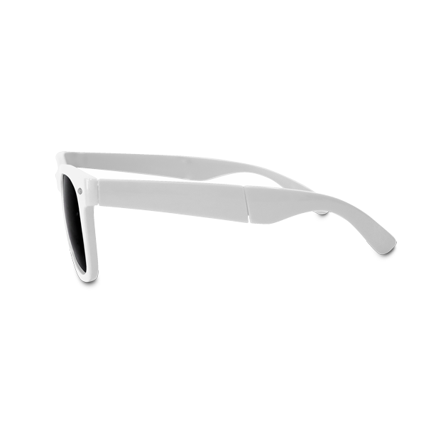Lunettes de soleil pliables. Blanc Blanc, à personnaliser avec le logo de votre club. Lunettes de soleil pliables. Blanc Blanc
