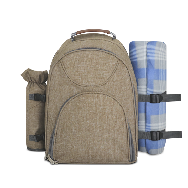 Sac-à-dos thermique idéal pour pique-nique. Brun clair matte Marron, à personnaliser avec le logo de votre club. Sac-à-dos thermique idéal pour pique-nique. Brun clair matte Marron