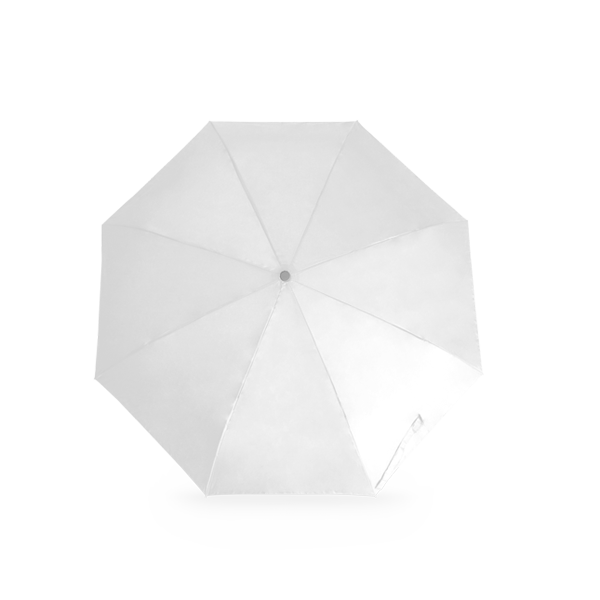 Parapluie pliable. Blanc Blanc, à personnaliser avec le logo de votre club. Parapluie pliable. Blanc Blanc