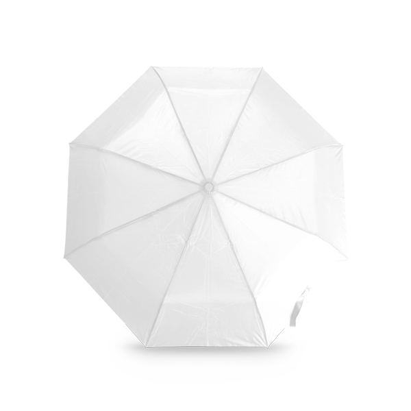 Parapluie pliable. Blanc Blanc, à personnaliser avec le logo de votre club. Parapluie pliable. Blanc Blanc