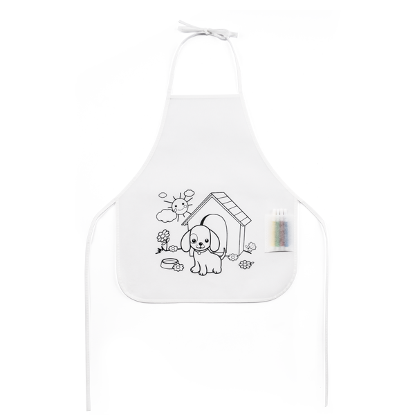 Tablier pour enfant pour colorier. Blanc Blanc, à personnaliser avec le logo de votre club. Tablier pour enfant pour colorier. Blanc Blanc