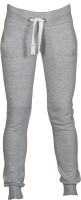 Pantalon en sweat pour femme avec bord-côte élastique en taille et bas de la jambe, coulisse en cordon blanc avec coutures en contraste et oillettes en métal, deux poches sur le devant avec bord-côte, coutures renforcées.