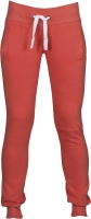 Pantalon en sweat pour femme avec bord-côte élastique en taille et bas de la jambe, coulisse en cordon blanc avec coutures en contraste et oillettes en métal, deux poches sur le devant avec bord-côte, coutures renforcées.